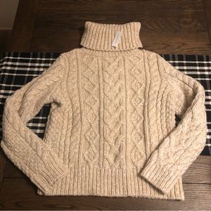 NWT Banana Republic wool blend cable knit turtle neck sweater size medium